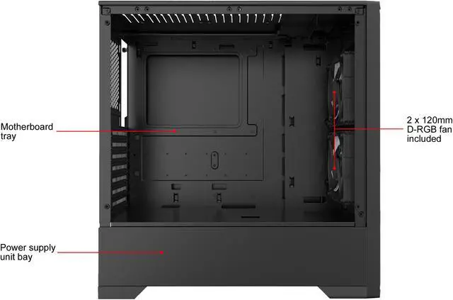 Alt view image 12 of 13 - Metallic Gear Neo-G Mid-Tower ATX, Decorative Tempered Glass Front Design, 2x 120 Digital RGB Skiron Fans, D-RGB Controller, Black