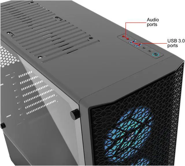 Alt view image 12 of 13 - Metallic Gear Neo Air ATX Mid Tower High Airflow Mesh Front Design, 2x 120mm RGB Skiron Fans, RGB Controller, Black