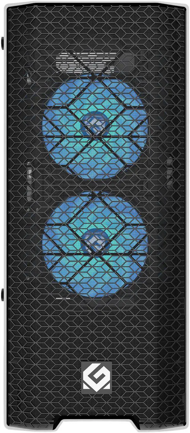 Alt view image 2 of 12 - Metallic Gear Neo Air White ATX Mid-tower High Airflow Mesh front design, 2x 120 RGB Skiron fans, RGB Controller, Black/White