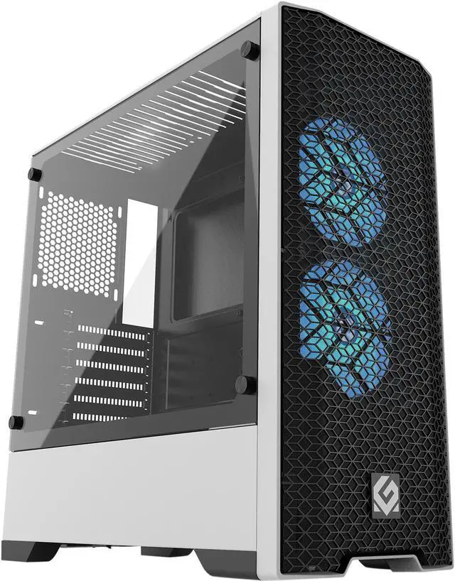 Main image of Metallic Gear Neo Air White ATX Mid-tower High Airflow Mesh front design, 2x 120 RGB Skiron fans, RGB Controller, Black/White