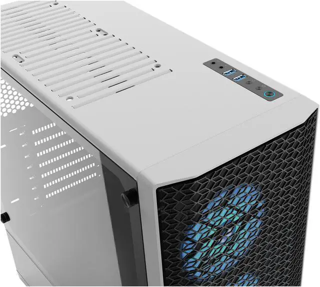 Alt view image 5 of 12 - Metallic Gear Neo Air White ATX Mid-tower High Airflow Mesh front design, 2x 120 RGB Skiron fans, RGB Controller, Black/White