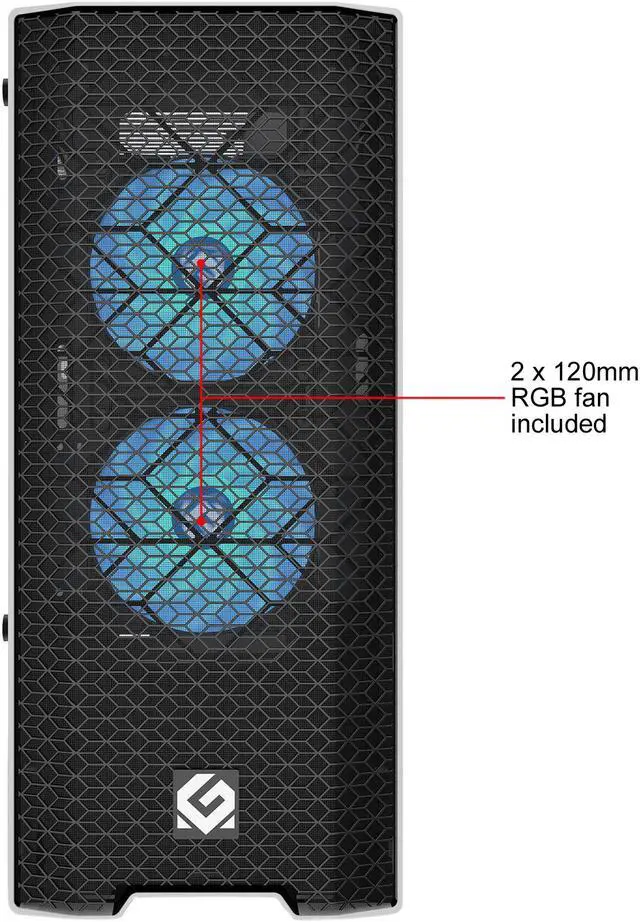Alt view image 9 of 12 - Metallic Gear Neo Air White ATX Mid-tower High Airflow Mesh front design, 2x 120 RGB Skiron fans, RGB Controller, Black/White