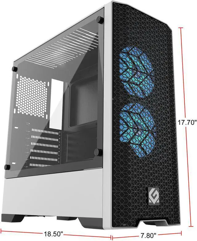 Alt view image 12 of 12 - Metallic Gear Neo Air White ATX Mid-tower High Airflow Mesh front design, 2x 120 RGB Skiron fans, RGB Controller, Black/White