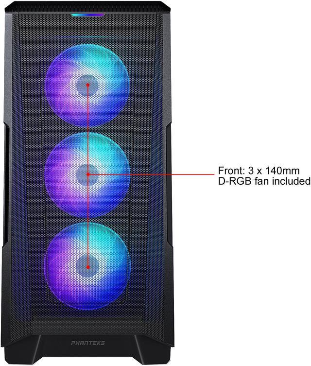 Alt view image 4 of 12 - Phanteks Eclipse P500A High Airflow Full-metal Mesh Design, ATX Mid-tower, Digital-RGB Lighting, 140mm D-RGB Case Fans, Tempered Glass, Dual System Capable, Black