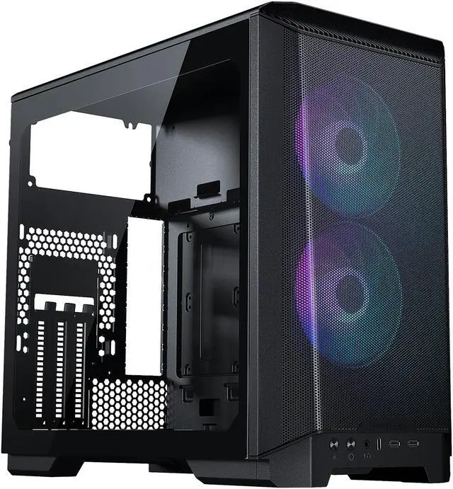 Alt view image 2 of 12 - Phanteks Eclipse P200A D-RGB, high airflow Ultra-fine mesh design, mini-ITX tower, Digital-RGB Lighting, 120mm D-RGB case fans, Tempered Glass, Black