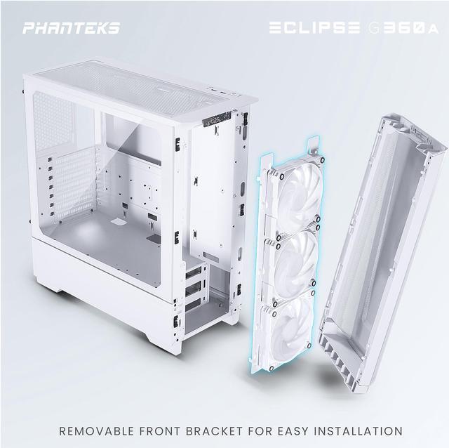 Alt view image 4 of 9 - Phanteks Eclipse G360A PH-EC360ATG_DMW02 Matte White Steel / Tempered Glass ATX Mid Tower Computer Case