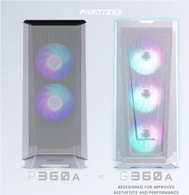 Alt view image 5 of 9 - Phanteks Eclipse G360A PH-EC360ATG_DMW02 Matte White Steel / Tempered Glass ATX Mid Tower Computer Case