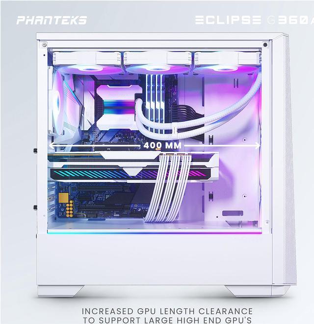 Alt view image 6 of 9 - Phanteks Eclipse G360A PH-EC360ATG_DMW02 Matte White Steel / Tempered Glass ATX Mid Tower Computer Case