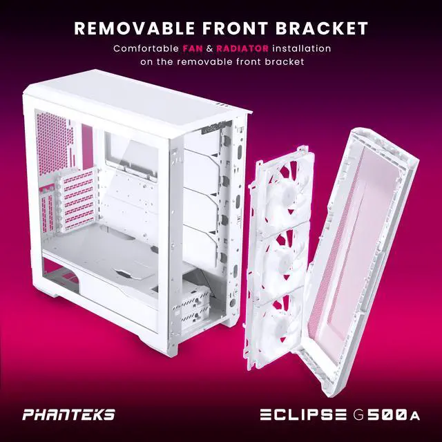 Alt view image 3 of 8 - Phanteks Eclipse G500A DRGB, High Performance Mid-Tower Case, Mesh Front Panel, Integrated D/A-RGB Lighting, Tempered Glass Window, 3x M25-140 D-RGB Fans, Matte White