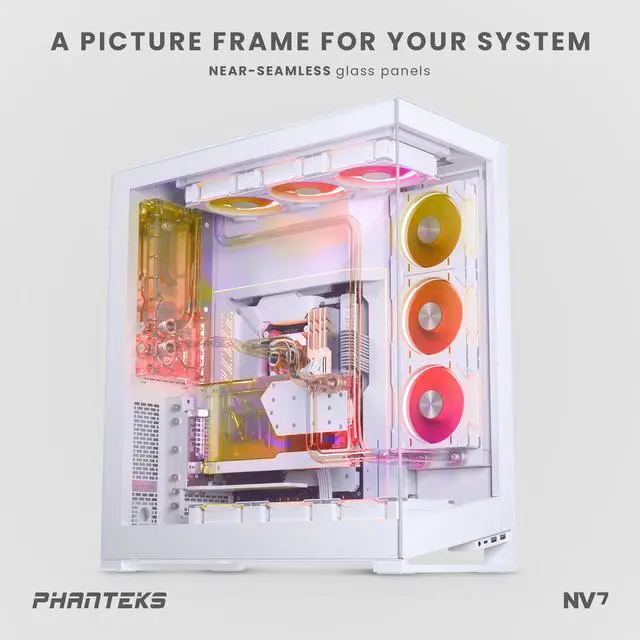 Alt view image 3 of 9 - Phanteks NV7, Showcase Full-Tower Chassis, High Airflow Performance, Integrated D/A-RGB Lighting, Seamless Tempered Glass Design, 12 Fan Positions, Matte White