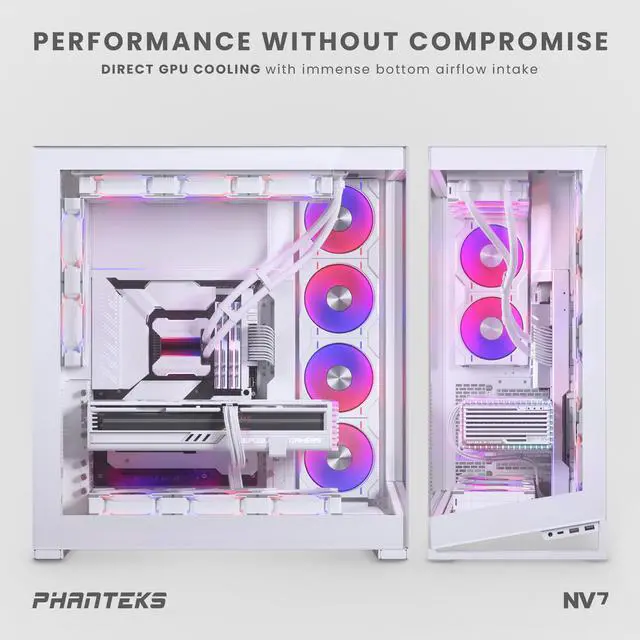 Alt view image 4 of 9 - Phanteks NV7, Showcase Full-Tower Chassis, High Airflow Performance, Integrated D/A-RGB Lighting, Seamless Tempered Glass Design, 12 Fan Positions, Matte White