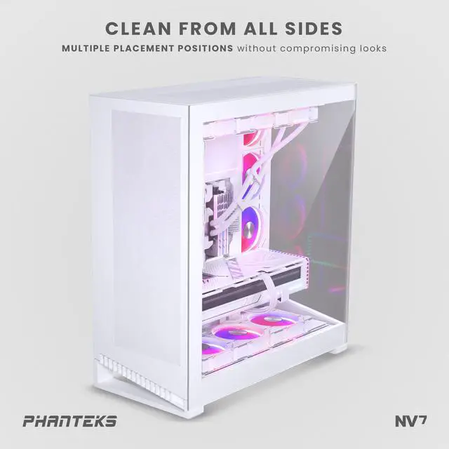 Alt view image 5 of 9 - Phanteks NV7, Showcase Full-Tower Chassis, High Airflow Performance, Integrated D/A-RGB Lighting, Seamless Tempered Glass Design, 12 Fan Positions, Matte White