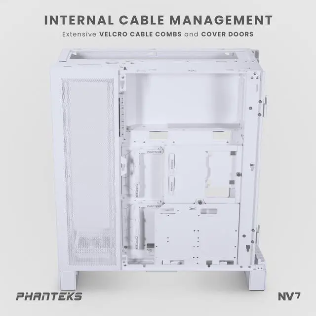 Alt view image 7 of 9 - Phanteks NV7, Showcase Full-Tower Chassis, High Airflow Performance, Integrated D/A-RGB Lighting, Seamless Tempered Glass Design, 12 Fan Positions, Matte White
