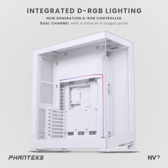 Alt view image 8 of 9 - Phanteks NV7, Showcase Full-Tower Chassis, High Airflow Performance, Integrated D/A-RGB Lighting, Seamless Tempered Glass Design, 12 Fan Positions, Matte White