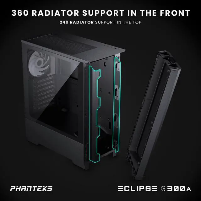 Alt view image 4 of 8 - Phanteks Eclipse G300A Ultra-fine Performance Mesh, Mid-tower case, D-RGB fan, Tempered Glass, Black