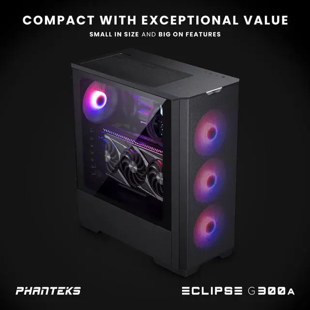 Alt view image 6 of 8 - Phanteks Eclipse G300A Ultra-fine Performance Mesh, Mid-tower case, D-RGB fan, Tempered Glass, Black