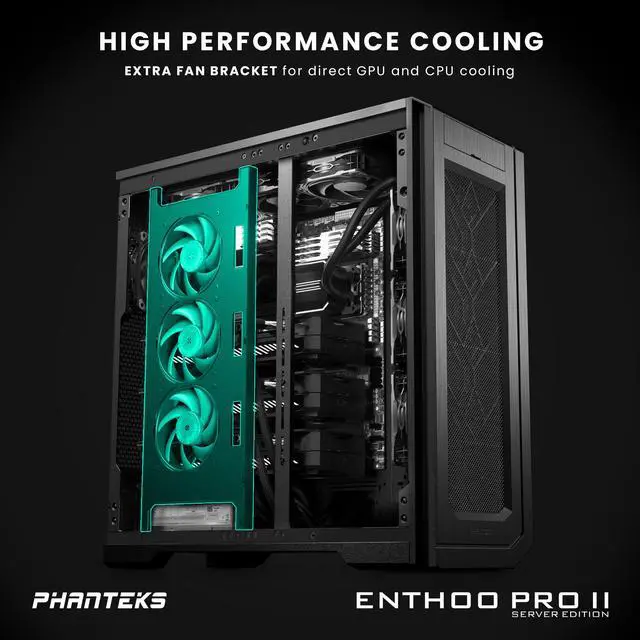 Alt view image 4 of 7 - Phanteks Enthoo Pro 2 Server Edition – SSI-EEB Motherboard support, 11-PCI slots, 15x fan positions, Closed Panel with Mesh, Black