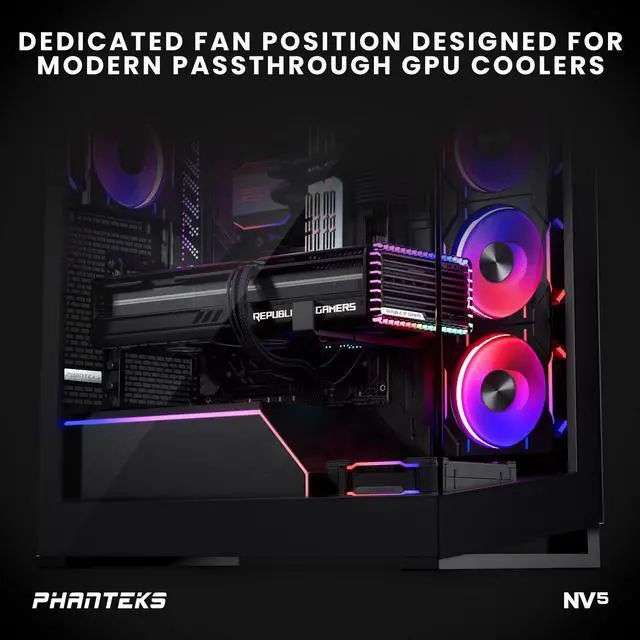 Alt view image 5 of 8 - Phanteks NV5, Showcase Mid-Tower Chassis, High Airflow Performance, Integrated D/A-RGB Lighting, Seamless Tempered Glass Design, 8 Fan Positions, Black