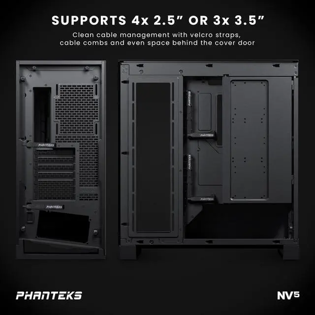 Alt view image 6 of 8 - Phanteks NV5, Showcase Mid-Tower Chassis, High Airflow Performance, Integrated D/A-RGB Lighting, Seamless Tempered Glass Design, 8 Fan Positions, Black