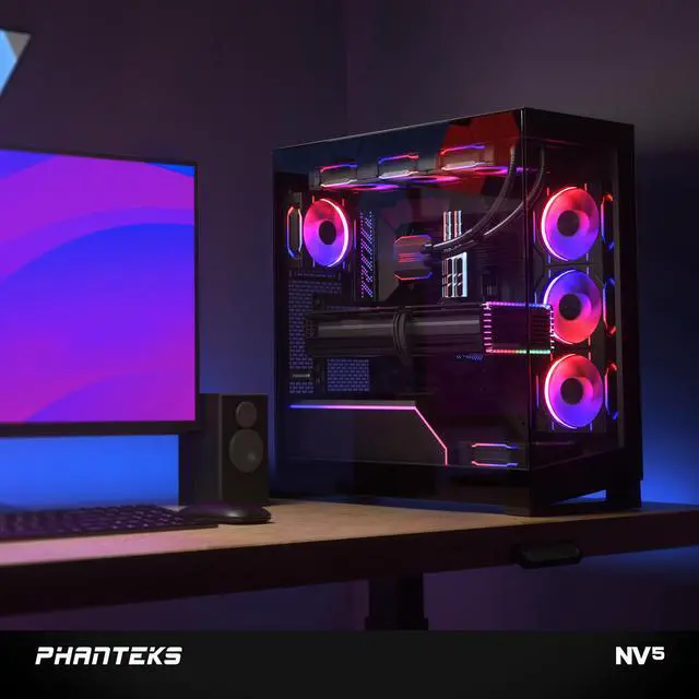 Alt view image 8 of 8 - Phanteks NV5, Showcase Mid-Tower Chassis, High Airflow Performance, Integrated D/A-RGB Lighting, Seamless Tempered Glass Design, 8 Fan Positions, Black