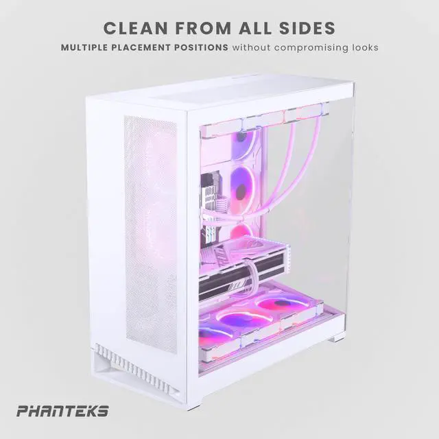 Alt view image 4 of 9 - Phanteks NV9, Showcase Full-Tower Chassis, High Airflow Performance, Integrated D/A-RGB Lighting, Seamless Tempered Glass Design, 11x 140mm Fan Positions, Matte White