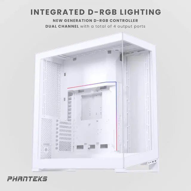Alt view image 7 of 9 - Phanteks NV9, Showcase Full-Tower Chassis, High Airflow Performance, Integrated D/A-RGB Lighting, Seamless Tempered Glass Design, 11x 140mm Fan Positions, Matte White