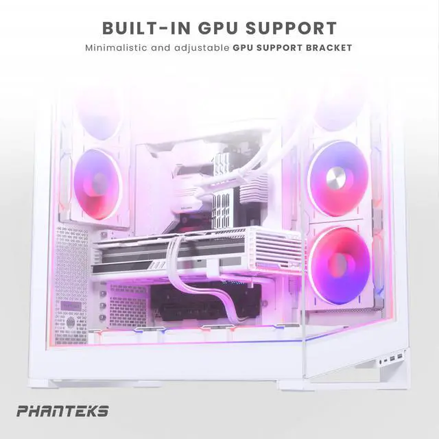 Alt view image 8 of 9 - Phanteks NV9, Showcase Full-Tower Chassis, High Airflow Performance, Integrated D/A-RGB Lighting, Seamless Tempered Glass Design, 11x 140mm Fan Positions, Matte White