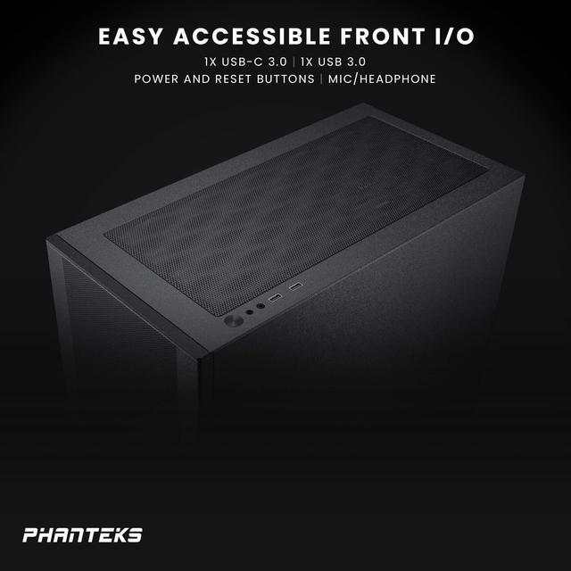 Alt view image 5 of 5 - Phanteks XT Pro, Mid-Tower Gaming Chassis, High Airflow Performance Mesh, Tempered Glass Window, 1x M25-120 Black fan included,  Black