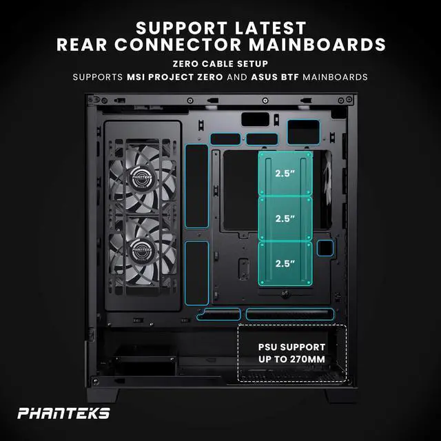 Alt view image 4 of 5 - Phanteks XT View, Mid-Tower Gaming Chassis, Tempered Glass Front and Side Window, USB-C 3.2 Gen2, 3x M25-120 D-RGB fans included, Black