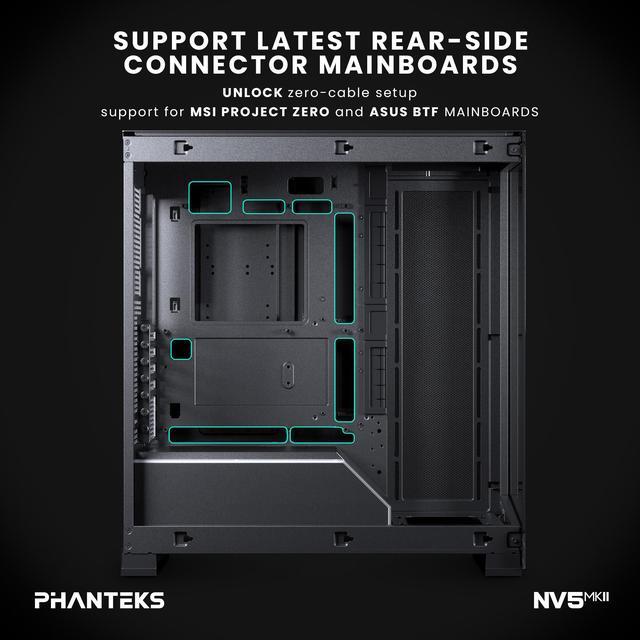 Alt view image 4 of 8 - Phanteks NV5 MK2, Showcase Mid-Tower Chassis, Rear-Connect MB Support, Integrated D/A-RGB Lighting, Seamless Tempered Glass Design, 8x Fan Positions, Black