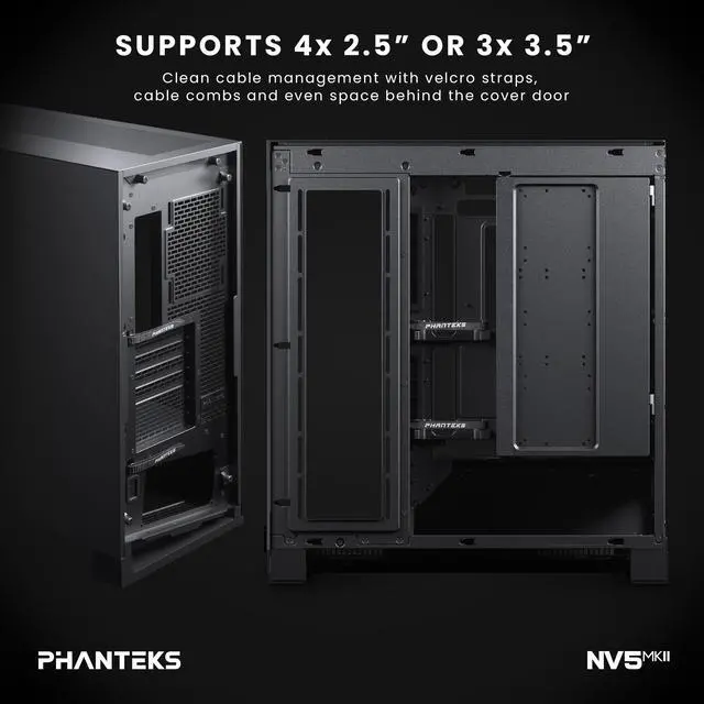 Alt view image 8 of 8 - Phanteks NV5 MK2, Showcase Mid-Tower Chassis, Rear-Connect MB Support, Integrated D/A-RGB Lighting, Seamless Tempered Glass Design, 8x Fan Positions, Black