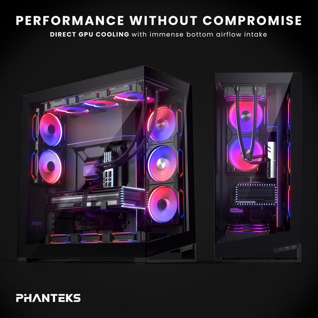 Alt view image 3 of 8 - Phanteks NV9 MKII, Showcase Full-Tower Chassis, Rear-Connect MB Support, Integrated D/A-RGB Lighting, Seamless Tempered Glass Design, 11x 140mm Fan Positions, Black