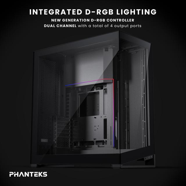 Alt view image 6 of 8 - Phanteks NV9 MKII, Showcase Full-Tower Chassis, Rear-Connect MB Support, Integrated D/A-RGB Lighting, Seamless Tempered Glass Design, 11x 140mm Fan Positions, Black