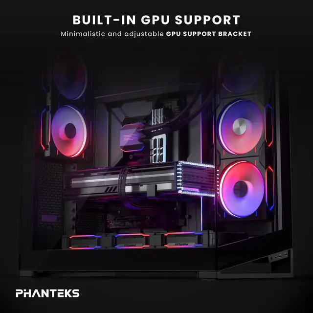 Alt view image 7 of 8 - Phanteks NV9 MKII, Showcase Full-Tower Chassis, Rear-Connect MB Support, Integrated D/A-RGB Lighting, Seamless Tempered Glass Design, 11x 140mm Fan Positions, Black