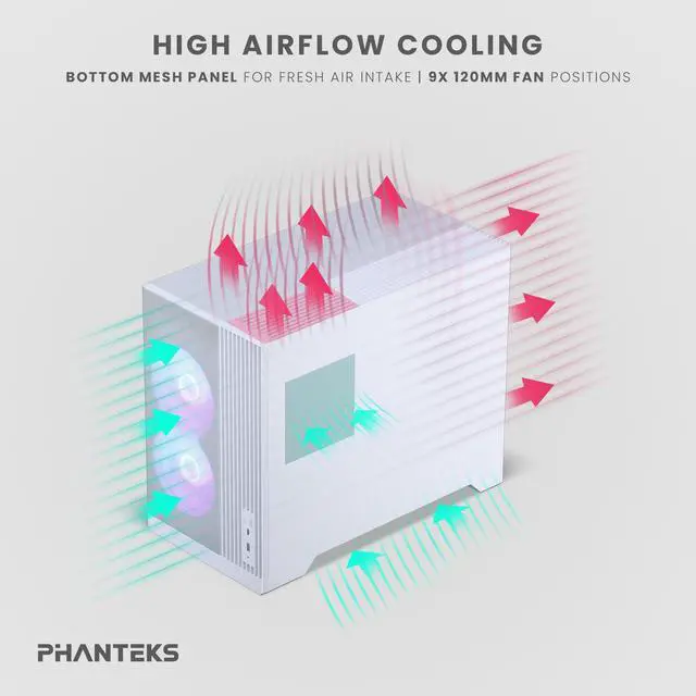 Alt view image 3 of 5 - Phanteks XT M3, Compact Micro-ATX Gaming Chassis, High Airflow Performance Mesh, Tempered Glass Window, 3x 120mm D-RGB fans, White