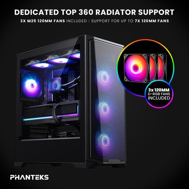 Alt view image 3 of 6 - Phanteks Eclipse G370A, mid-tower Gaming Chassis, high airflow mesh, 3x M25 D-RGB Fans, Black.