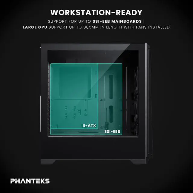 Alt view image 4 of 6 - Phanteks Eclipse G370A, mid-tower Gaming Chassis, high airflow mesh, 3x M25 D-RGB Fans, Black.