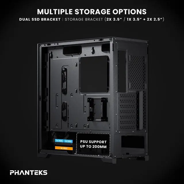 Alt view image 5 of 6 - Phanteks Eclipse G370A, mid-tower Gaming Chassis, high airflow mesh, 3x M25 D-RGB Fans, Black.