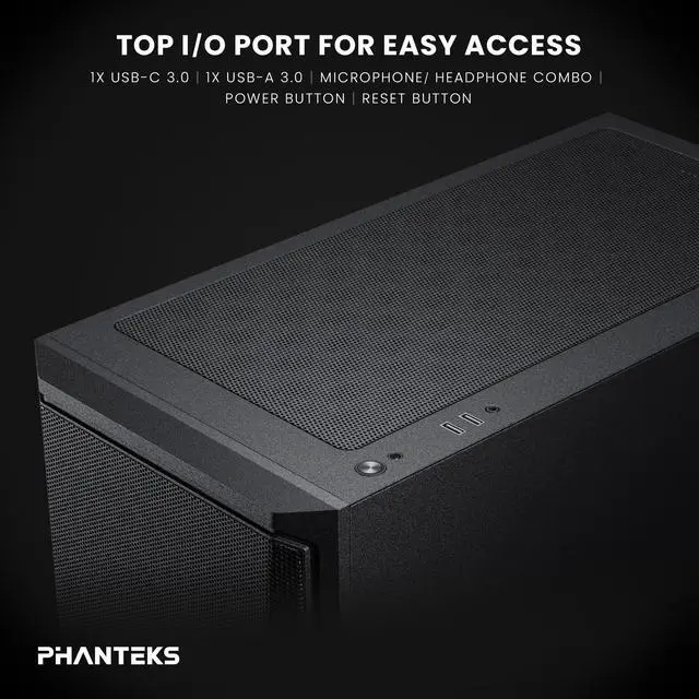 Alt view image 6 of 6 - Phanteks Eclipse G370A, mid-tower Gaming Chassis, high airflow mesh, 3x M25 D-RGB Fans, Black.