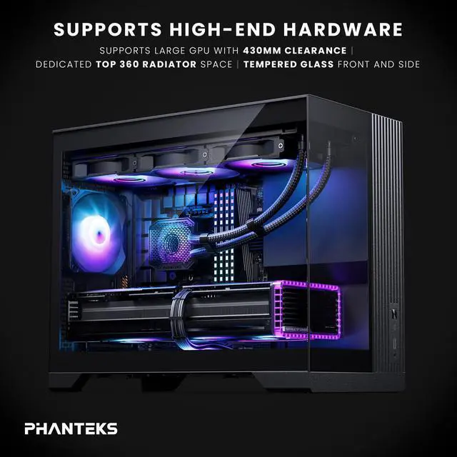 Alt view image 2 of 5 - Phanteks XT V3, Compact Micro-ATX Gaming Chassis, Tempered Glass Front & Side, 3x 120mm D-RGB fans, 360mm Radiator Support, Black