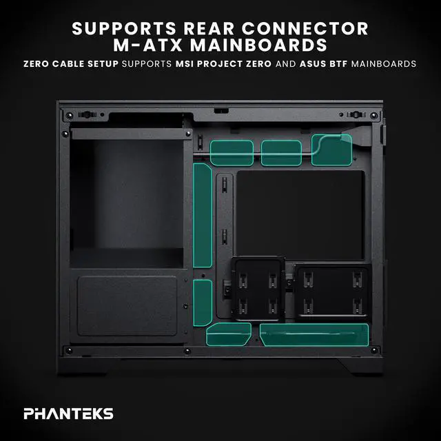 Alt view image 4 of 5 - Phanteks XT V3, Compact Micro-ATX Gaming Chassis, Tempered Glass Front & Side, 3x 120mm D-RGB fans, 360mm Radiator Support, Black