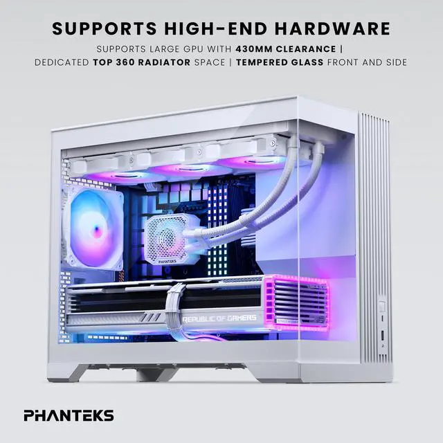 Alt view image 2 of 5 - Phanteks XT V3, Compact Micro-ATX Gaming Chassis, Tempered Glass Front & Side, 3x 120mm D-RGB fans, 360mm Radiator Support, White