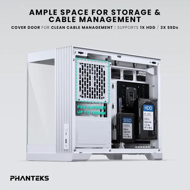 Alt view image 5 of 5 - Phanteks XT V3, Compact Micro-ATX Gaming Chassis, Tempered Glass Front & Side, 3x 120mm D-RGB fans, 360mm Radiator Support, White