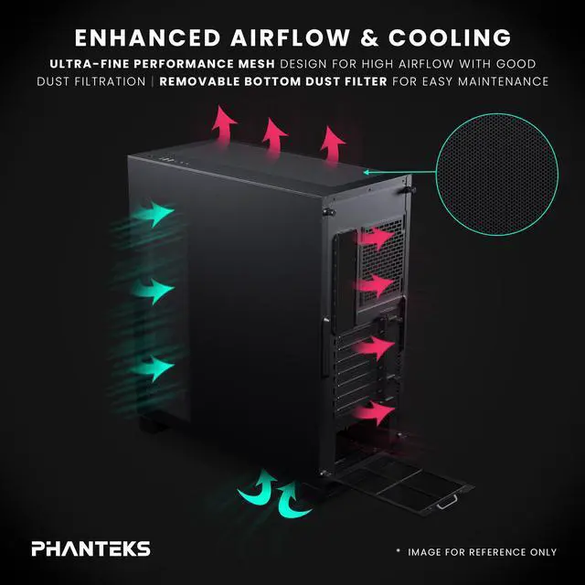 Alt view image 3 of 6 - Phanteks NV5S, Showcase Mid-Tower ATX Chassis, High Airflow Performance, Integrated D/A-RGB Lighting, Seamless Tempered Glass Design, 7 Fan Positions, Black