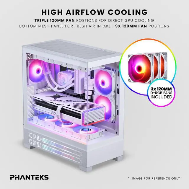 Alt view image 4 of 7 - Phanteks XT View Matrix Mid-Tower ATX Gaming PC Case, 600-LED Matrix Display, Tempered Glass Front & Side Panels, USB-C 3.2 Gen2, 3x D-RGB Fans Included, Rear-Connector Ready, Grey White