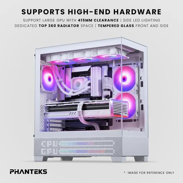 Alt view image 5 of 7 - Phanteks XT View Matrix Mid-Tower ATX Gaming PC Case, 600-LED Matrix Display, Tempered Glass Front & Side Panels, USB-C 3.2 Gen2, 3x D-RGB Fans Included, Rear-Connector Ready, Grey White