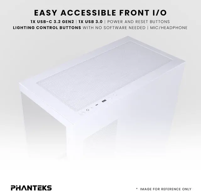 Alt view image 7 of 7 - Phanteks XT View Matrix Mid-Tower ATX Gaming PC Case, 600-LED Matrix Display, Tempered Glass Front & Side Panels, USB-C 3.2 Gen2, 3x D-RGB Fans Included, Rear-Connector Ready, Grey White