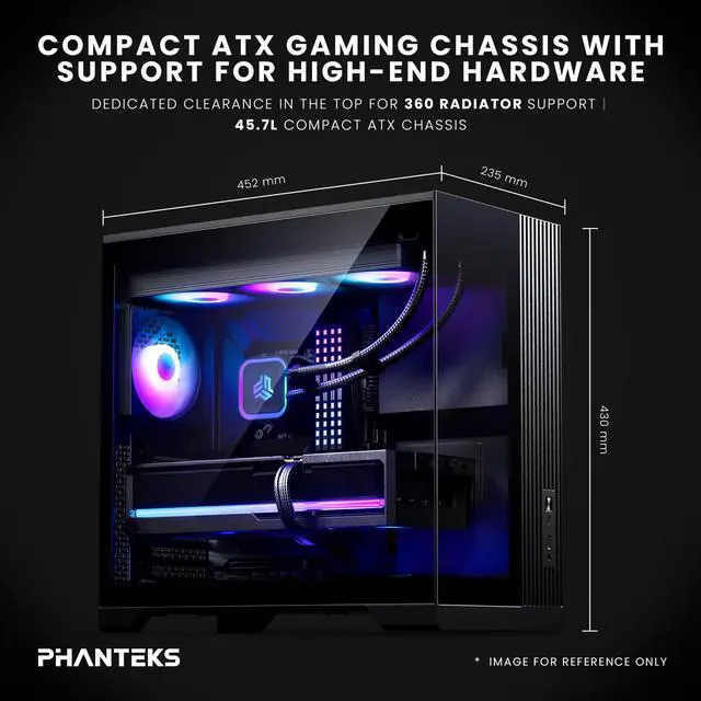 Alt view image 2 of 7 - Phanteks XT V5 Panoramic Glass Compact ATX Gaming PC Case, 4x 120 ARGB PWM fans, Black