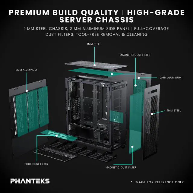 Alt view image 2 of 7 - Phanteks Enthoo Elite Server, Extreme Full Tower Chassis, High Airflow Mesh Panels, Black.
