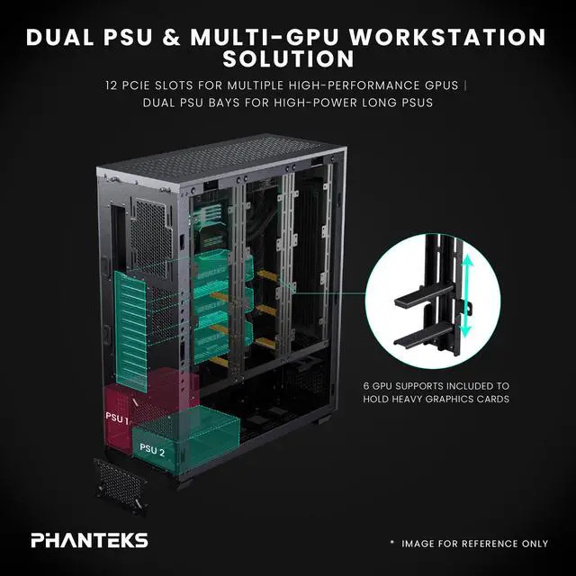 Alt view image 3 of 7 - Phanteks Enthoo Elite Server, Extreme Full Tower Chassis, High Airflow Mesh Panels, Black.